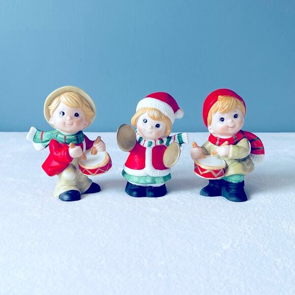 3 Vintage HOMCO 5564 Christmas Figurines Drummer Boy Cymbal Girl - Picture 1 of 8